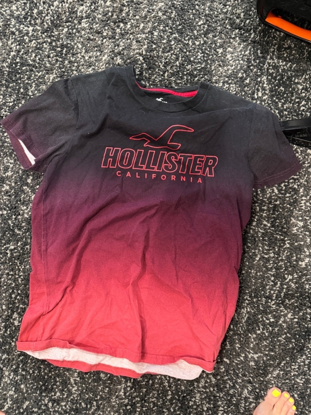Hollister Black to Red Ombre Logo Tee